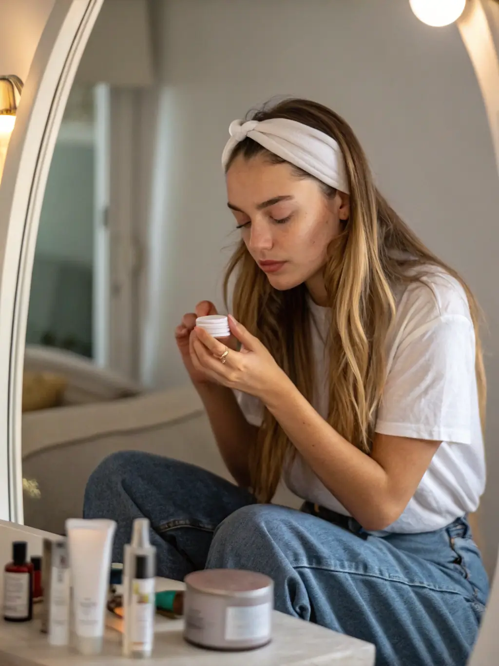 A photo of an influencer carefully selecting products for seeding, highlighting the targeted approach of influencer seeding.