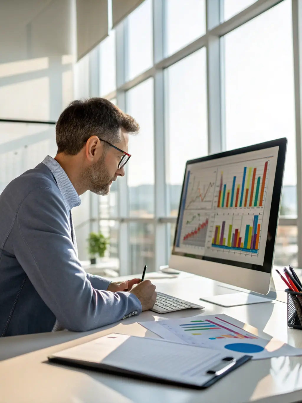 A project manager overseeing a full influencer campaign, demonstrating the comprehensive approach Stratos Agency takes from strategy to analytics.