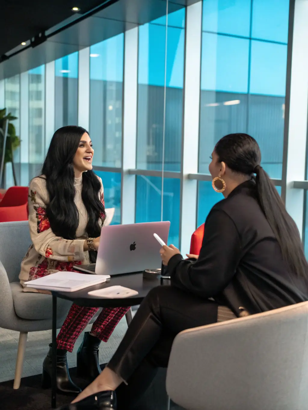 A photo of an influencer being coached and guided, showcasing the talent management aspect of the agency.